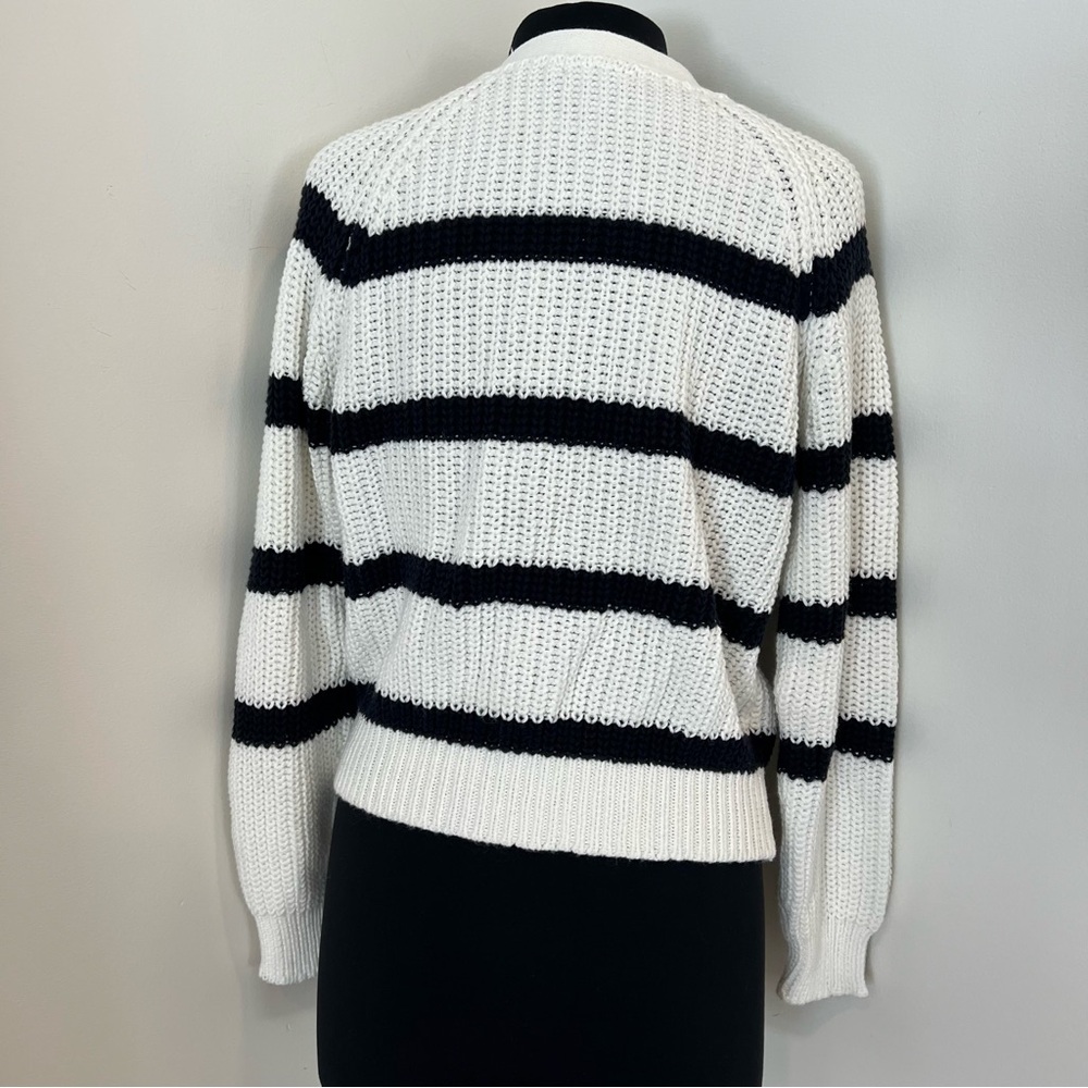 Aqua Striped Knit Cardigan Sweater - Picture 6 of 9